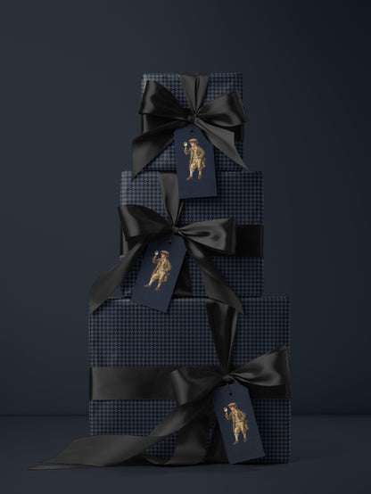 Blue Houndstooth Wrapping Paper Elegant Gift Wrap Unique Wrapping Paper Birthday Man Gift Idea Holiday Gift Wrap for Him Classy Decor Blue