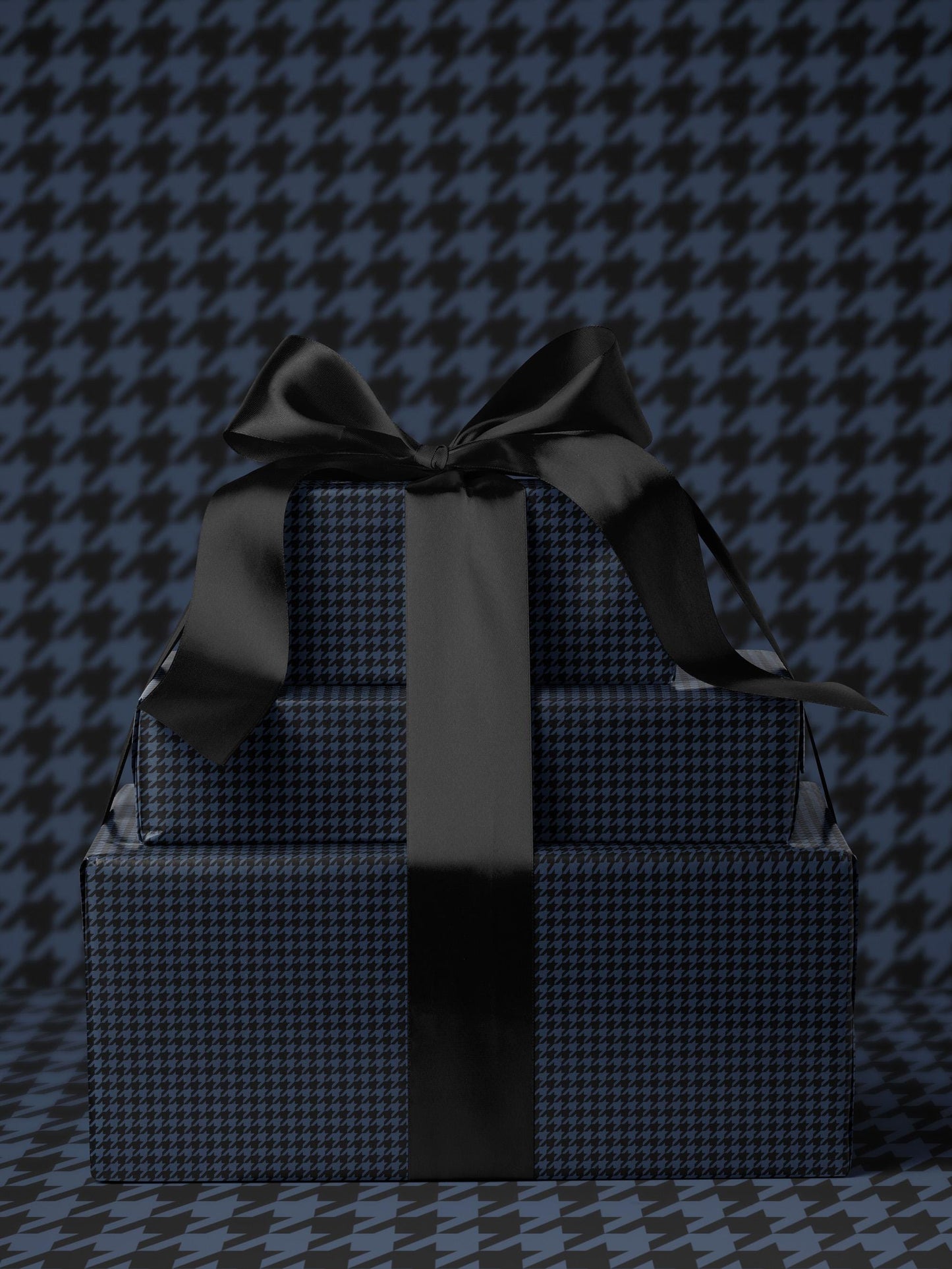 Blue Houndstooth Wrapping Paper Elegant Gift Wrap Unique Wrapping Paper Birthday Man Gift Idea Holiday Gift Wrap for Him Classy Decor Blue