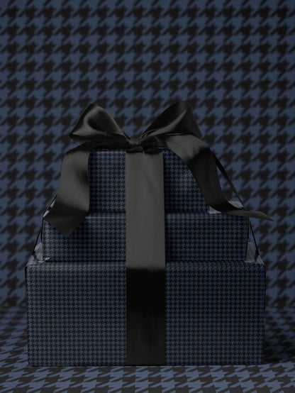 Blue Houndstooth Wrapping Paper Elegant Gift Wrap Unique Wrapping Paper Birthday Man Gift Idea Holiday Gift Wrap for Him Classy Decor Blue