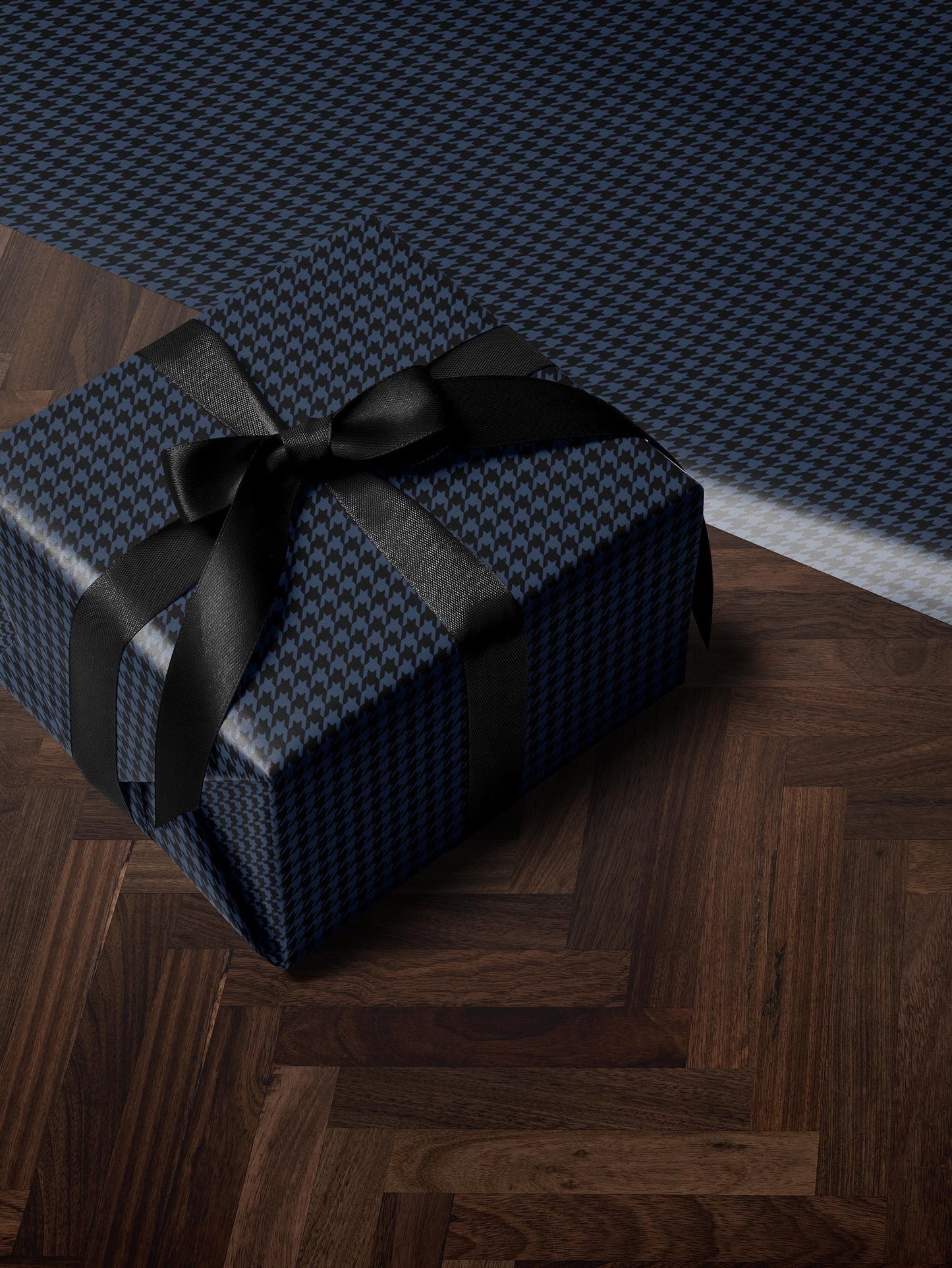Blue Houndstooth Wrapping Paper Elegant Gift Wrap Unique Wrapping Paper Birthday Man Gift Idea Holiday Gift Wrap for Him Classy Decor Blue