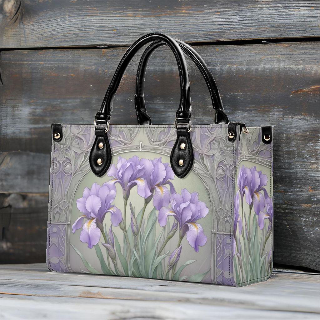 Ethereal Irises Crossbody Bag in Lavender Mist - Vegan Leather Floral Purse, Unique Gift for Women