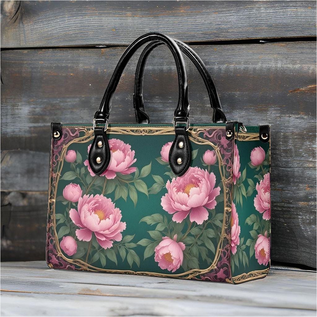 Enchanted Peonies Bag Cute Crossbody Bag Unique Purse Cute Purse, Luxury Bag Vegan Leather Bags Printed Designer Bag