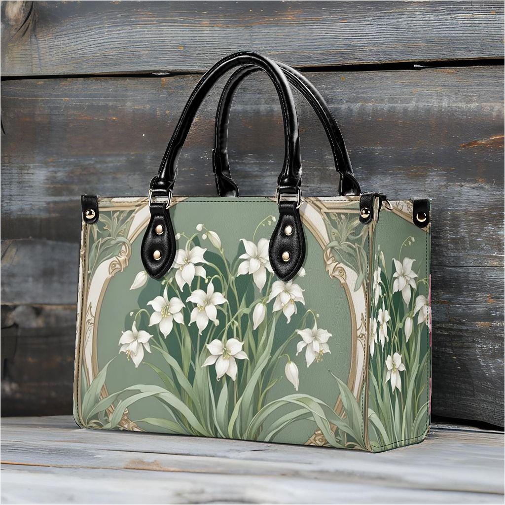 Lily of the Valley Crossbody Bag - Floral Vegan Leather Designer Purse, Unique Gift for Women