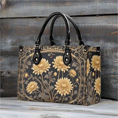 Golden Chrysanthemums Bag Cute Crossbody Bag Unique Purse Cute Purse, Luxury Bag Vegan Leather Bags Printed Designer Bag