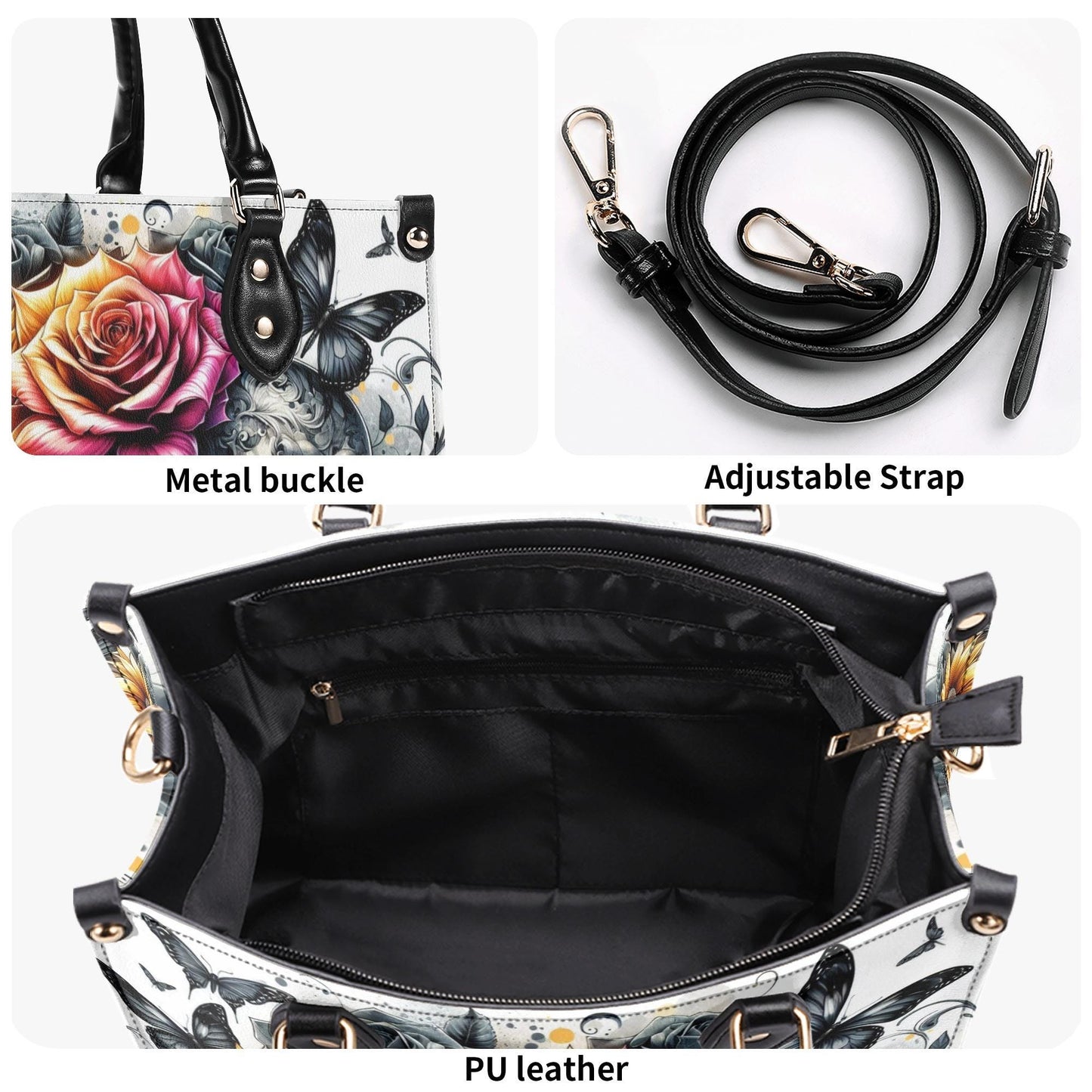 Gothic Garden Skull Purse - Vegan Leather Purse, Crossbody or Shoulder Carry, Tote Bag, Square Tote