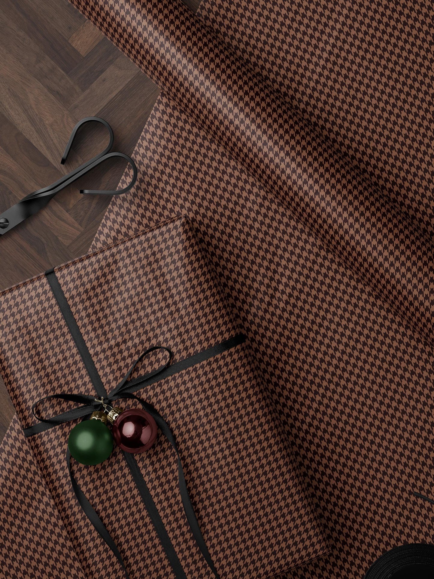 Brown Houndstooth Gift Wrap Birthday Wrapping Paper Idea  Baby Shower Gift Wrap Chic Wrapping Paper Roll Moody Christmas Gift Wrap Idea