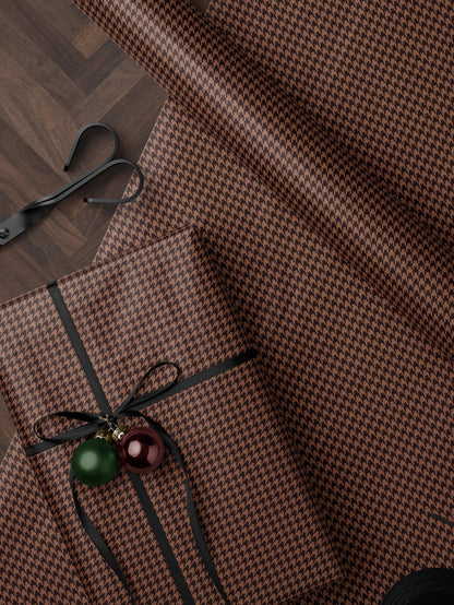 Brown Houndstooth Gift Wrap Birthday Wrapping Paper Idea  Baby Shower Gift Wrap Chic Wrapping Paper Roll Moody Christmas Gift Wrap Idea