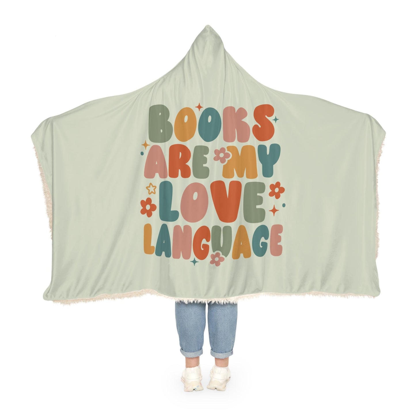 Books Are My love Language Hooded Blanket | Reading Blanket | Wearable Blanket | Hoodie Blanket | Snuggle Blanket | Sherpa Blanket