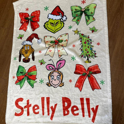 Cozy Christmas Coquette Blanket, Custom  Throw,Cozy Name Blanket,Merry Christmas Gift,  Lovers Gift, Xmas Home Decor,