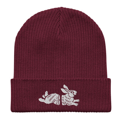 Rabbit Embroidered Beanie, Streetwear Beanie, Animal Embroidery, Y2K Beanie, Edgy Hat, Warm Hat