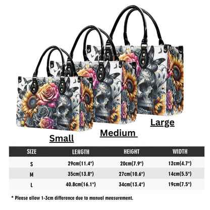 Gothic Garden Skull Purse - Vegan Leather Purse, Crossbody or Shoulder Carry, Tote Bag, Square Tote