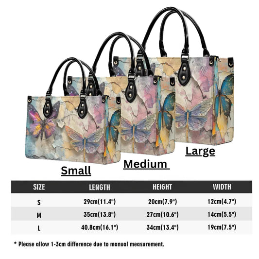 Vintage Artisan Butterfly Handbag. Colorful Handbag, Waterproof PU Leather Handbag, Top Handle Vegan Leather, Crossbody, Shoulder bag.