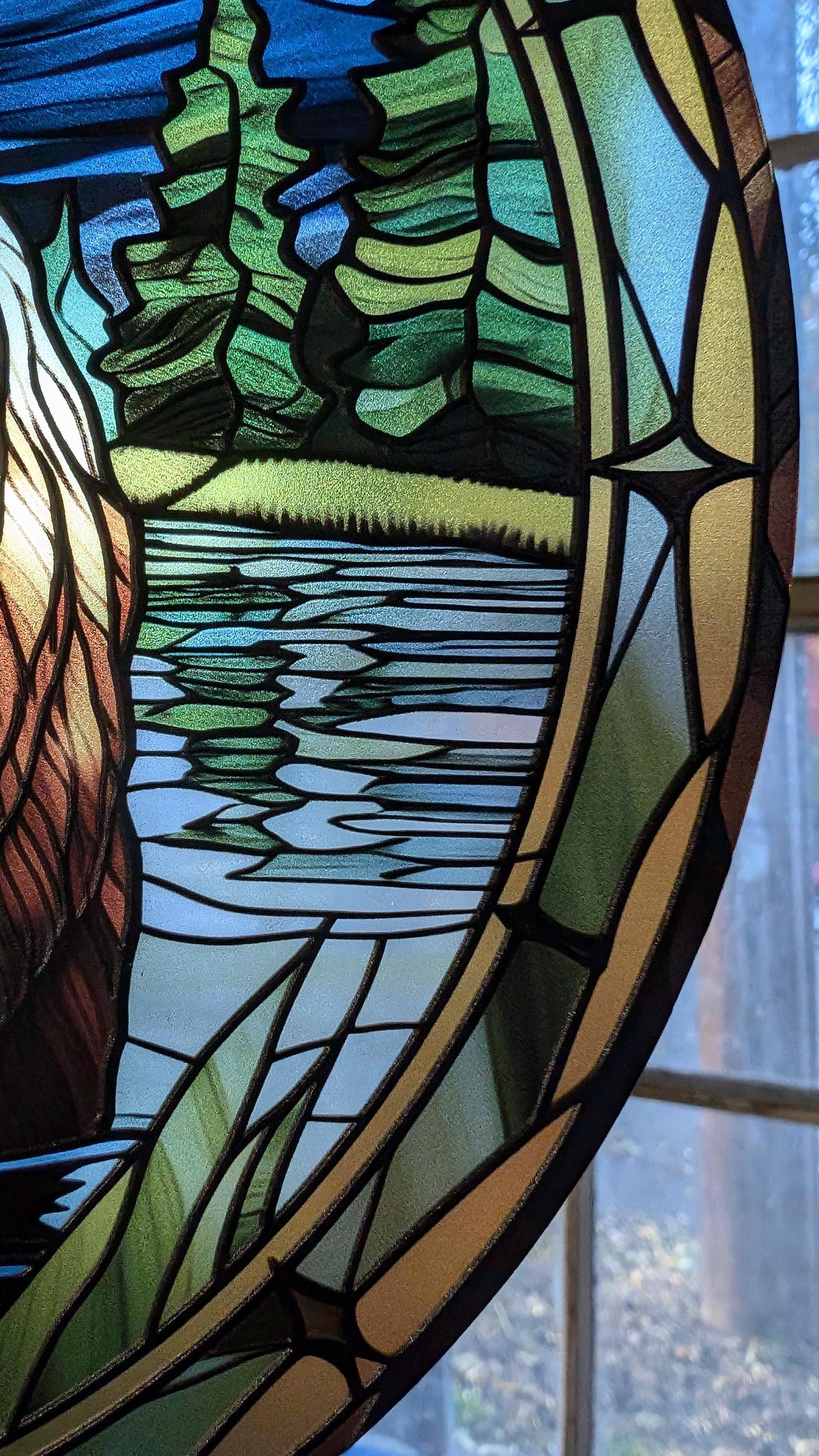Grizzly Bear: Stained Glass Style Window Hanging