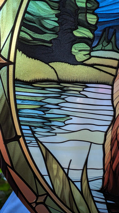 Grizzly Bear: Stained Glass Style Window Hanging