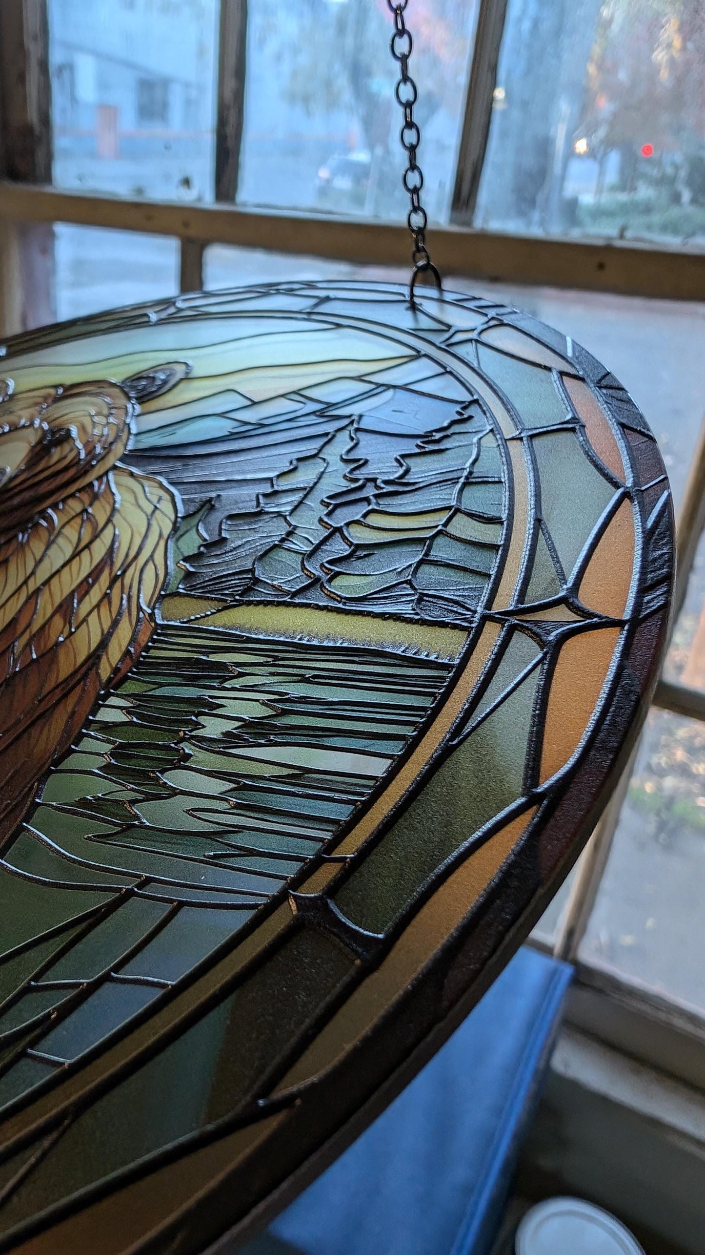 Grizzly Bear: Stained Glass Style Window Hanging