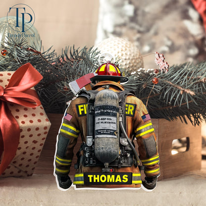 Firefighter Ornament, Firefighter Uniform 2D Acrylic Flat Ornament Not 3D, Firefighter Team Gift, Gift for Fireman Dad Papa Firefighter Gift