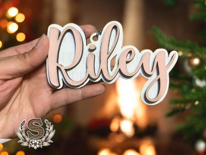 Personalized Wooden Name Ornament-Holiday Gift-Christmas name Ornament- Custom Hand-Painted Christmas Ornament-Custom Name Décor