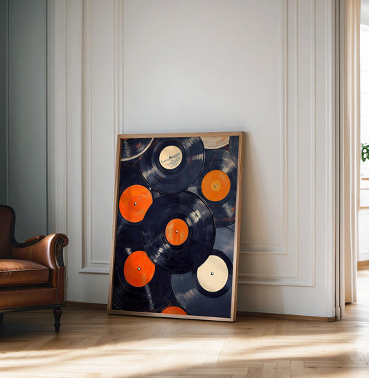 Vintage Vinyl Records Wall Art Print, Retro Music Lover Decor, Unique Record Album Artwork, Music Studio Wall Decor, Gift for Friends