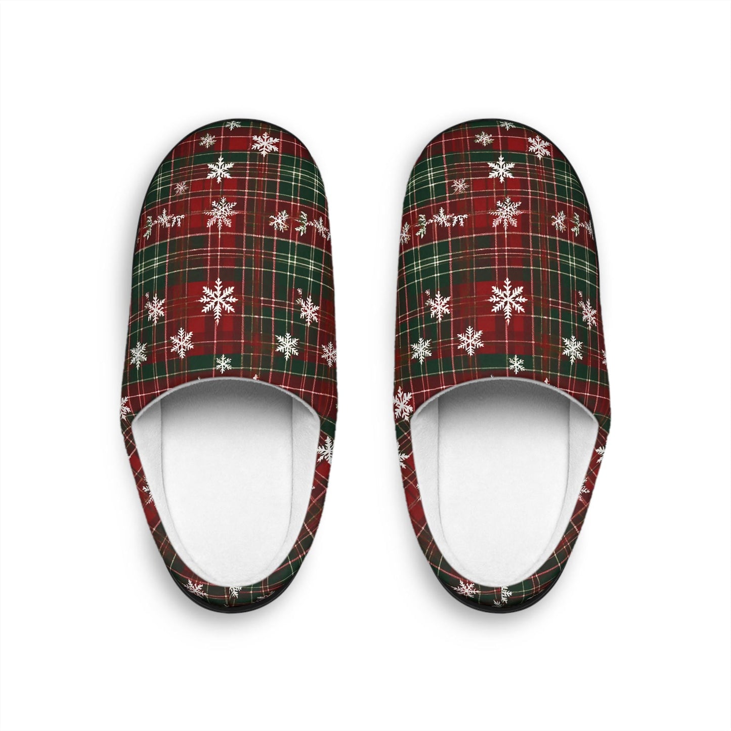 Women's Slippers WinterSnowflake Red Tartan Plaid Pattern, Matching PajamaPants available, Indoor Footwear, Slipper Giftful, Cozy HouseShoes