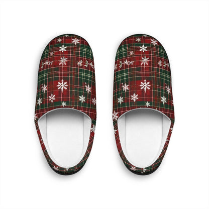 Women's Slippers WinterSnowflake Red Tartan Plaid Pattern, Matching PajamaPants available, Indoor Footwear, Slipper Giftful, Cozy HouseShoes