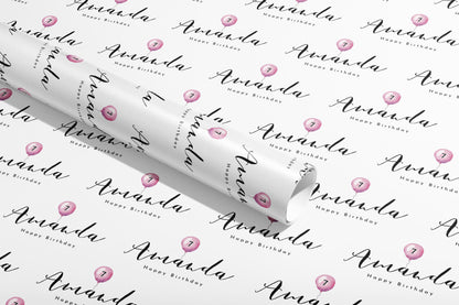 Personalised Birthday Gift Wrap, Wrapping Paper, Balloon, Your Name, Customised, Any Age, Party, Paper, Your Age, Anniversary, Recycle, Eco