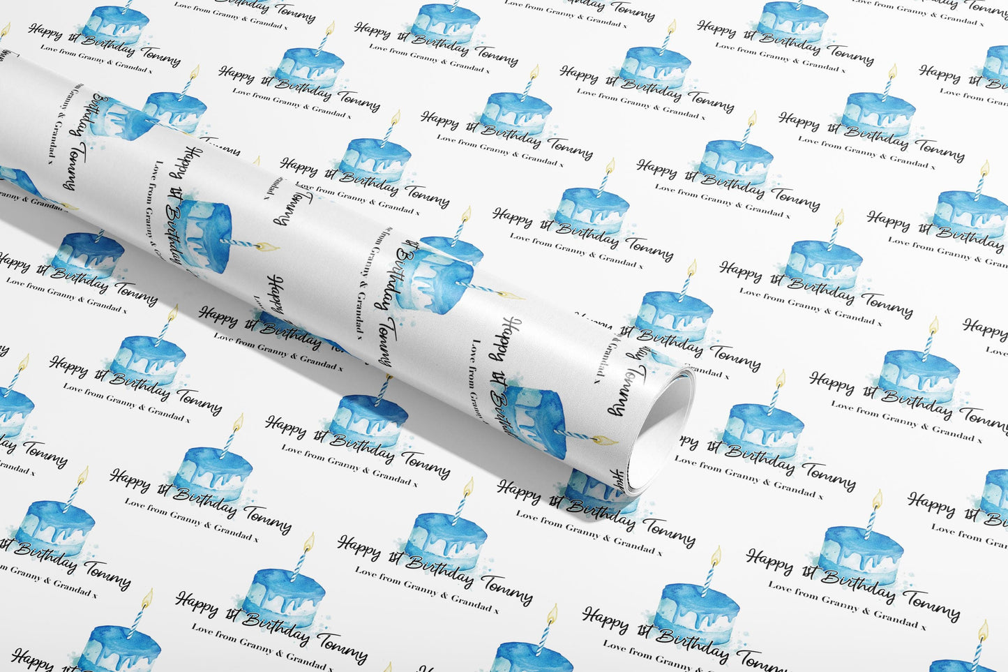Personalised 1st Birthday Gift Wrap, Wrapping Paper, Blue, Your Age, Name, Customised, Party, Paper, Your Age, Anniversary, Recycle, Eco