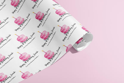 Personalised 1st Birthday Gift Wrap, Wrapping Paper, Pink, Your Age, Name, Customised, Party, Paper, Your Age, Anniversary, Recycle, Eco