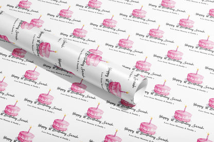Personalised 1st Birthday Gift Wrap, Wrapping Paper, Pink, Your Age, Name, Customised, Party, Paper, Your Age, Anniversary, Recycle, Eco