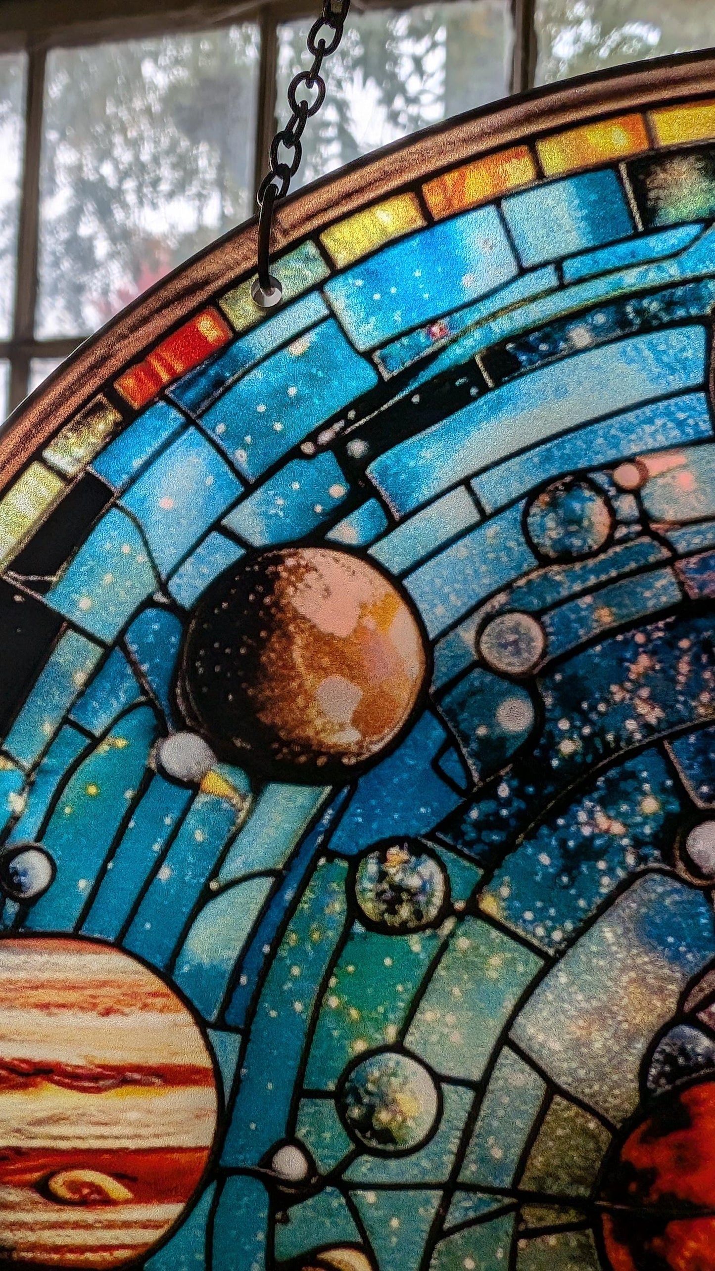 The Solar System: Stained Glass Style Window Hanging Made With Real Glass