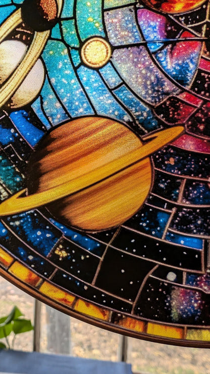 The Solar System: Stained Glass Style Window Hanging Made With Real Glass