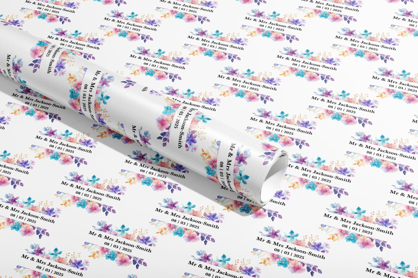 Personalised Wedding Wrapping Paper, Gift Wrap, Your Names, Birthday, Rings, Customised, Party, Engagement, Couples, Valentines, Anniversary