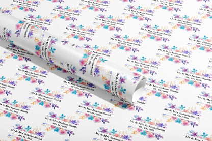 Personalised Wedding Wrapping Paper, Gift Wrap, Your Names, Birthday, Rings, Customised, Party, Engagement, Couples, Valentines, Anniversary