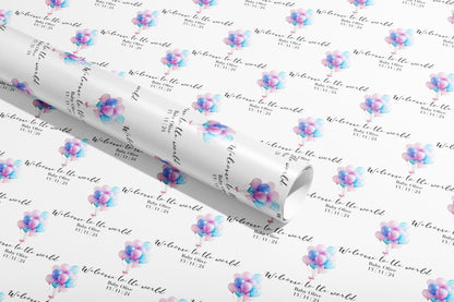 Personalised Baby Shower Gift Wrap, Wrapping Paper, Balloons, Your Name, Customised, Wedding, Party, Your Age, Anniversary, Recycle, Eco