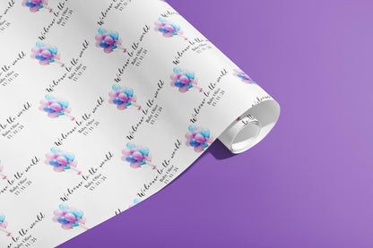 Personalised Baby Shower Gift Wrap, Wrapping Paper, Balloons, Your Name, Customised, Wedding, Party, Your Age, Anniversary, Recycle, Eco