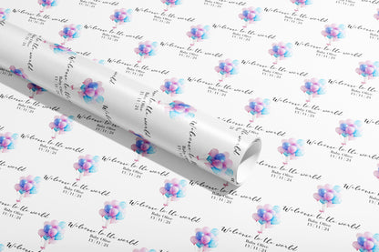 Personalised Baby Shower Gift Wrap, Wrapping Paper, Balloons, Your Name, Customised, Wedding, Party, Your Age, Anniversary, Recycle, Eco