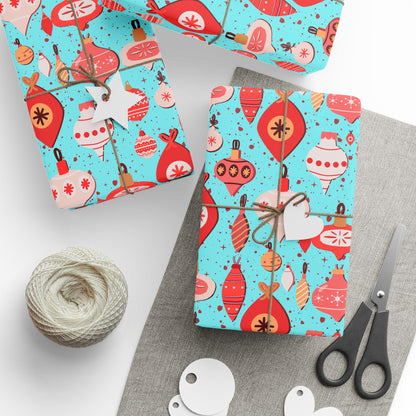 Blue Christmas Ornament Gift Wrapping Papers - Custom Holiday Gift Wrap -