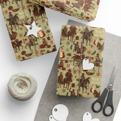 Cowboy Western Gift Wrap Papers - Christmas Western Wrapping Paper - Rustic Country Gift Wrap Paper.