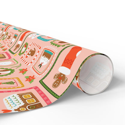 Pink Vintage Christmas Gift Wrapping Paper |  Retro Patchwork Holiday Gift Wrap | Pink Custom Gift Wrap