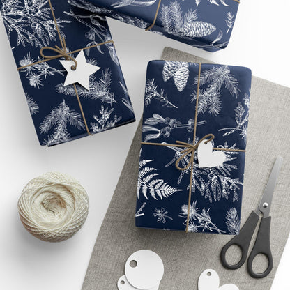 Blue Christmas Toile Holiday Gift Wrapping Papers | Christmas Toile Holiday Gift Wrap