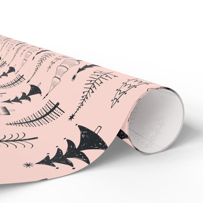 Pink Christmas Tree Gift Wrapping Papers - Custom Holiday Gift Wrap - Girls Gift Wrap