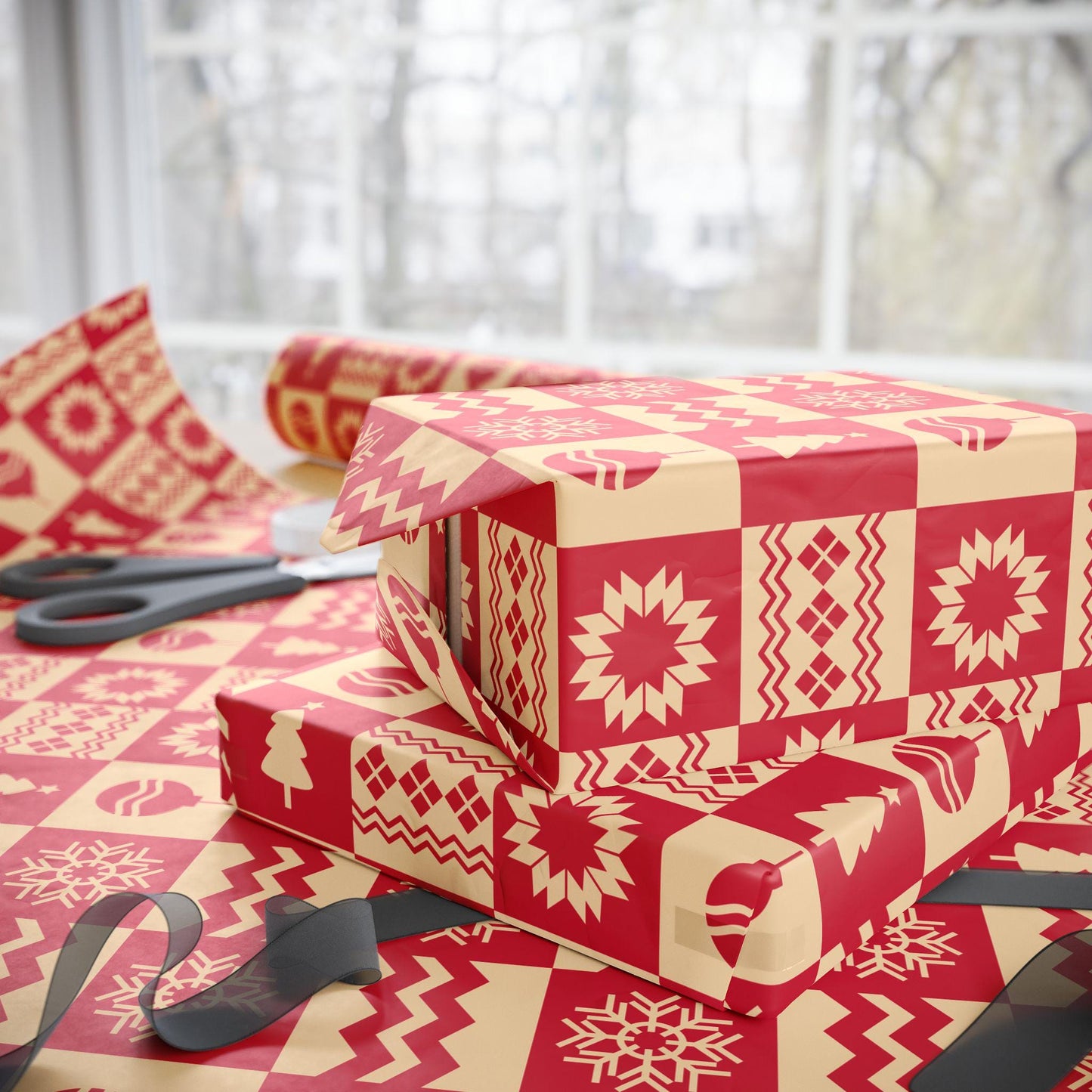 Christmas Pattern Holiday Gift Wrapping Papers - Christmas Pattern Holiday Gift Wrap Red