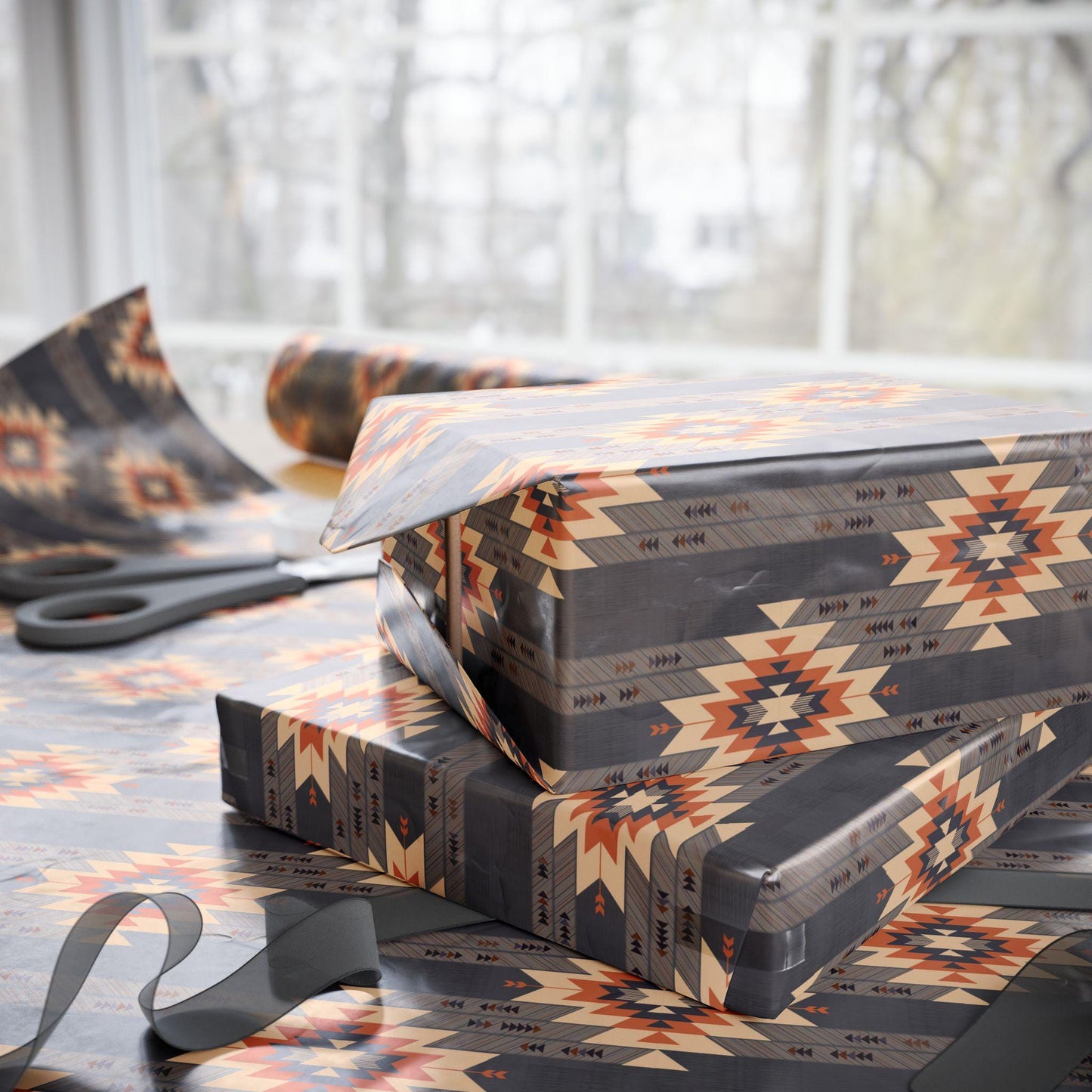 Vintage Western Gift Wrap Papers - Vintage Western Print Wrapping Paper - Unique Aztec Gift Paper