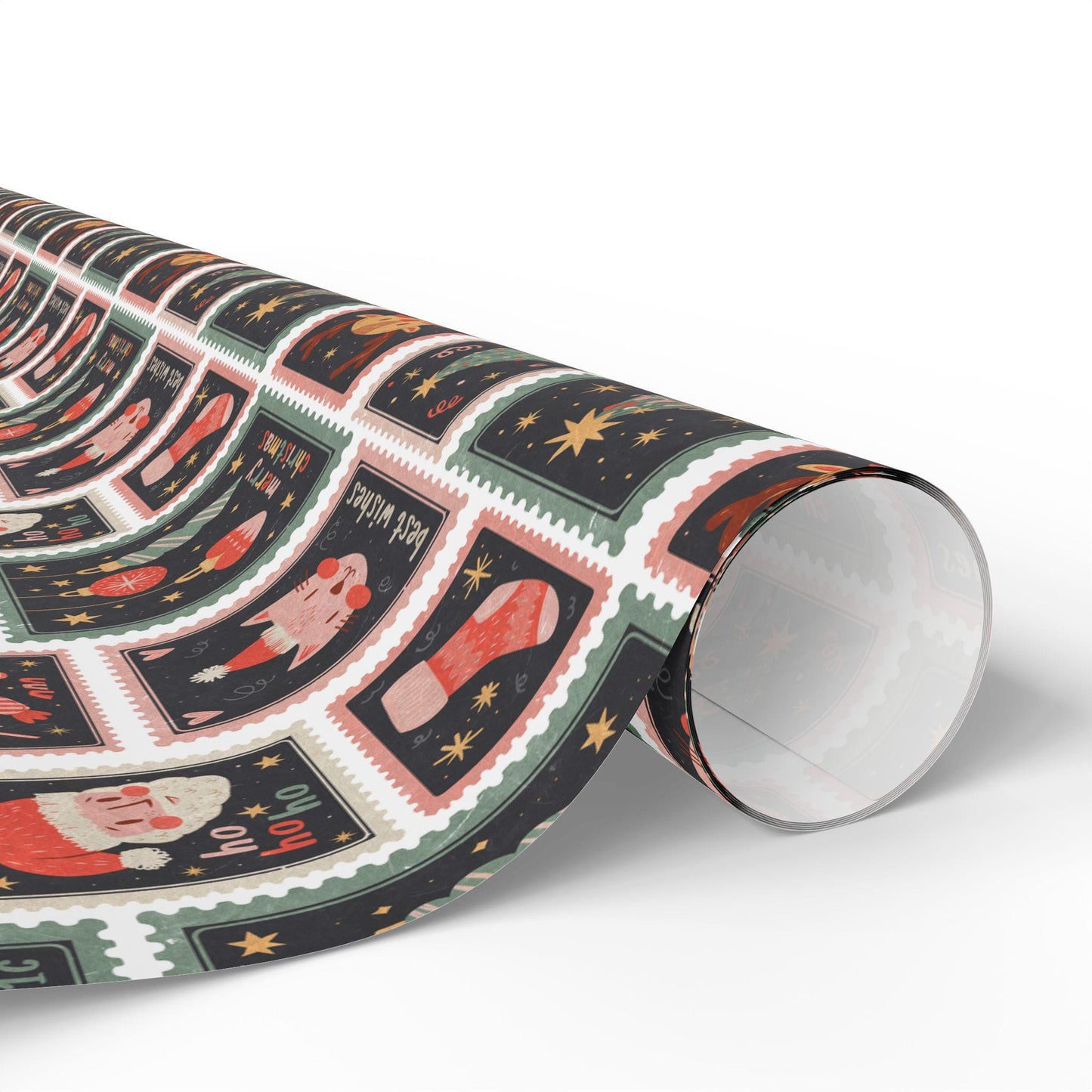Vintage Christmas Stamp Gift Wrapping Papers - Custom Holiday Gift Wrap -