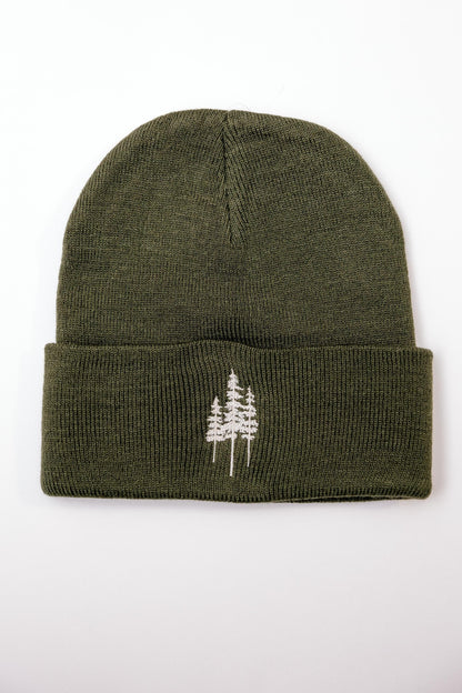 Pine Tree Embroidered Beanie | Winter Beanie | Holiday Gift