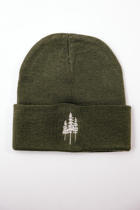 Pine Tree Embroidered Beanie | Winter Beanie | Holiday Gift