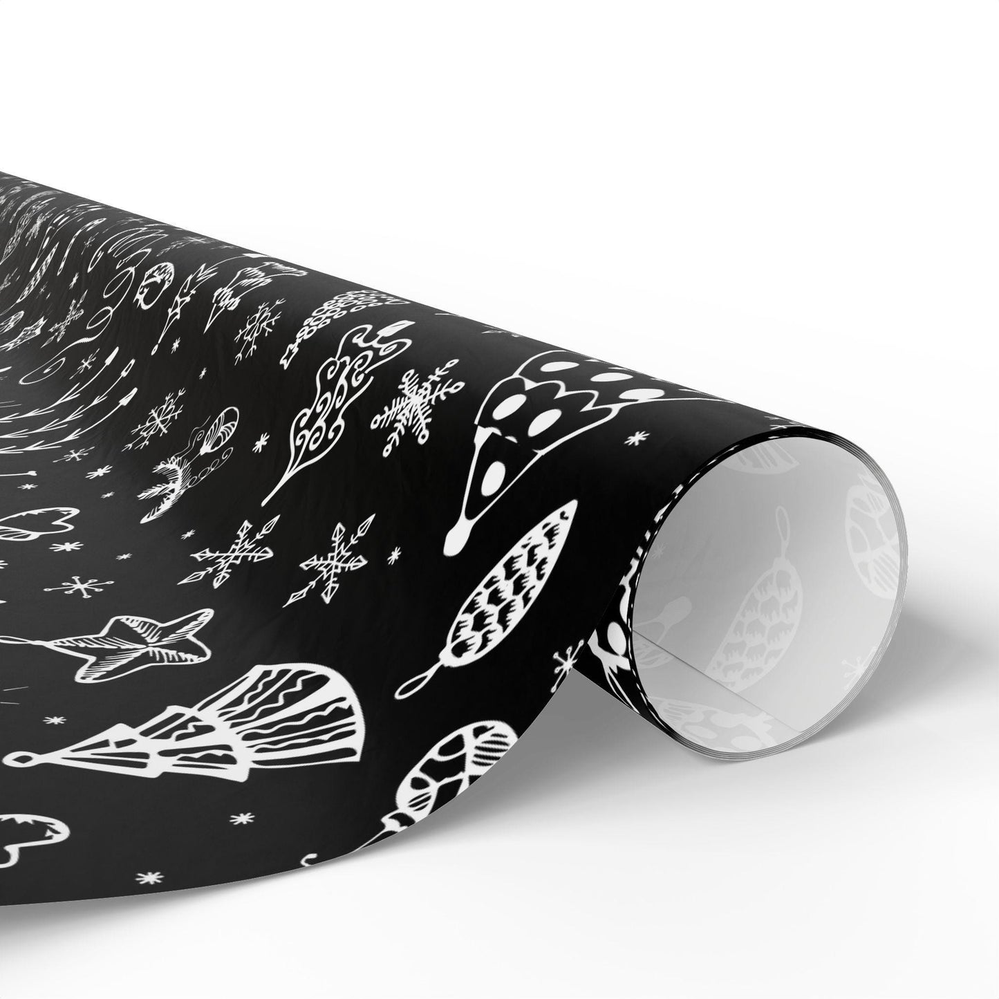 Black Christmas Doodle Gift Wrapping Papers - Custom Holiday Gift Wrap