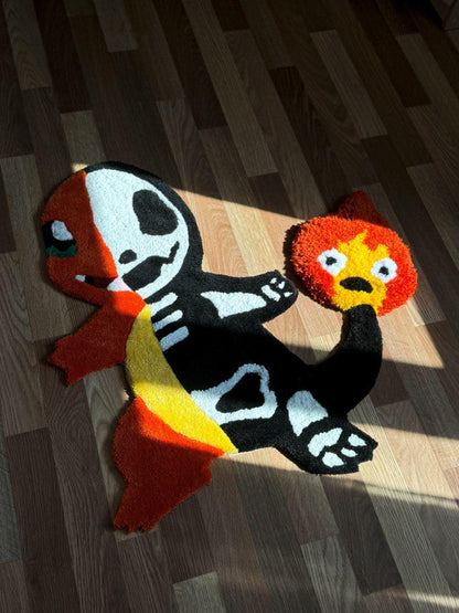 Custom 3D Skeleton anime rug Cute rug Tufted rug Handmade rug Cool rugs Rugs for bedroom Hypebeast rug Kids rug Gameboy rug Gaming decor