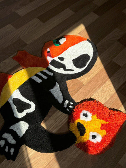 Custom 3D Skeleton anime rug Cute rug Tufted rug Handmade rug Cool rugs Rugs for bedroom Hypebeast rug Kids rug Gameboy rug Gaming decor