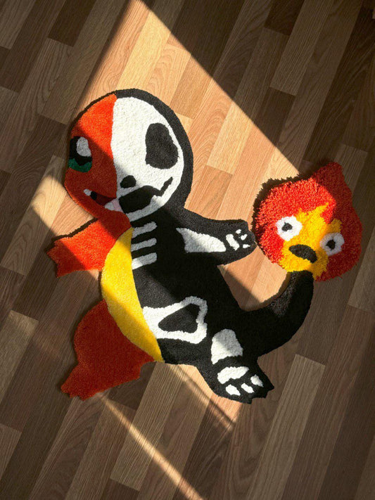 Custom 3D Skeleton anime rug Cute rug Tufted rug Handmade rug Cool rugs Rugs for bedroom Hypebeast rug Kids rug Gameboy rug Gaming decor