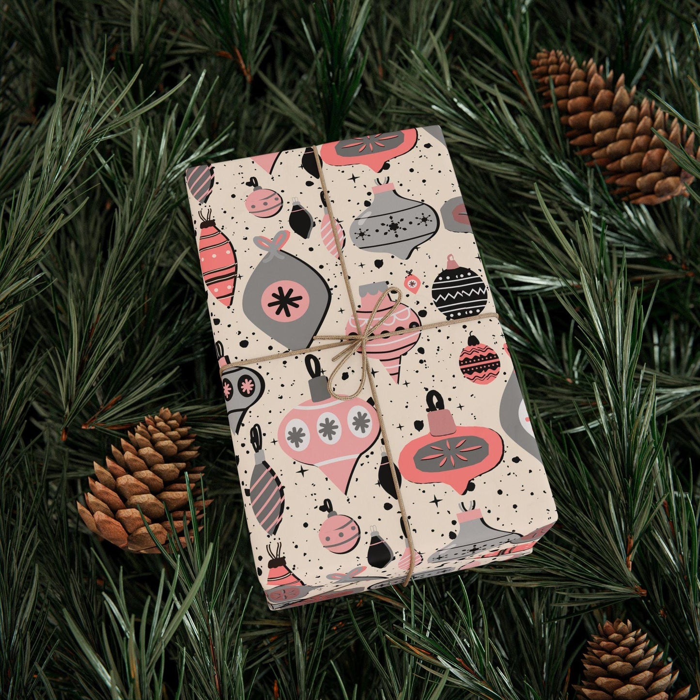 Pink Christmas Ornament Gift Wrapping Papers - Custom Holiday Gift Wrap -